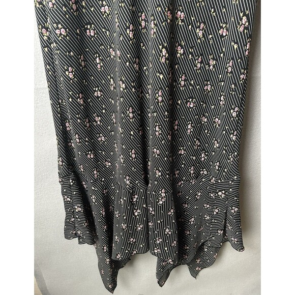 Vtg Jonathan Martin Y2K Asymmetric Midi Maxi Dress 12 Striped Roses Fairy Pinup - Picture 4 of 9